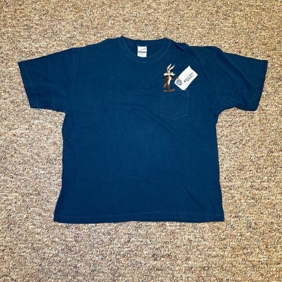 Vintage Mens Shirt Size L Wile Coyote Genius Pocket Warner Bros Looney Tunes - Picture 1 of 6